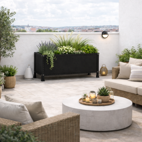 אדנית מתכת מודולוס UrbanBox 90 צבע שחור