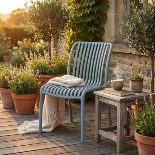 כיסא פלסטיק  ללא ידיות  דגם קליקו  קומפורט - צבע תכלת  