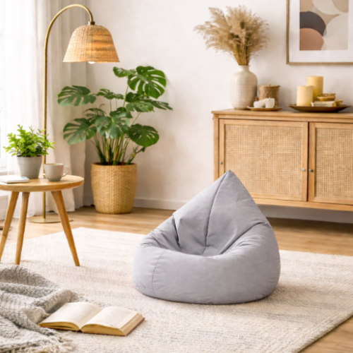  פוף בצורת אגס מבד מיוחד עמיד למים - צבע אפור