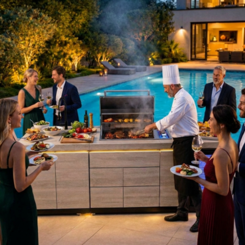 מטבח חוץ יוקרתי דגם "אורבנו סטון פריים" בסגנון טרוורטין