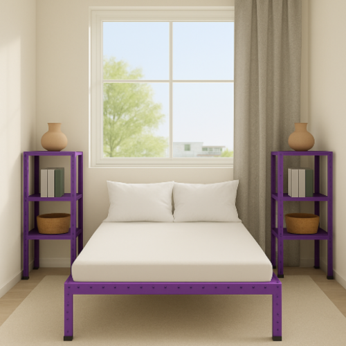 מיטה מודרנית כולל2 שידות בצבע סגול דגם אורבולייט יאנג