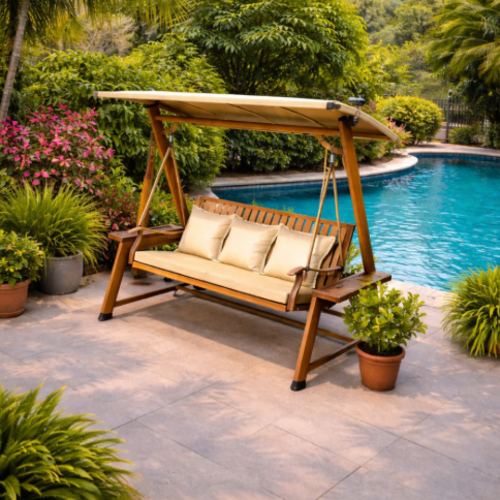 נדנדה תלת מושבית אלורה וויט דמוי עץ 