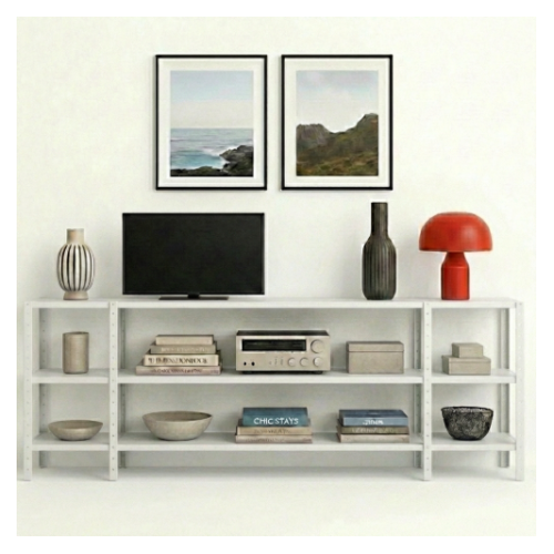 מזנון מתכת מודולרי – עיצוב חכם וגמיש לבית - צבע לבן - גובה 100 ס"מ אורך 240 ס"מ  3 קומות