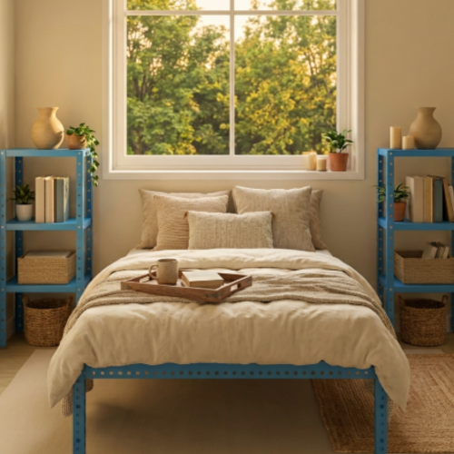 מיטה מודרנית כולל 2 שידות בצבע כחול דגם אורבולייט יאנג