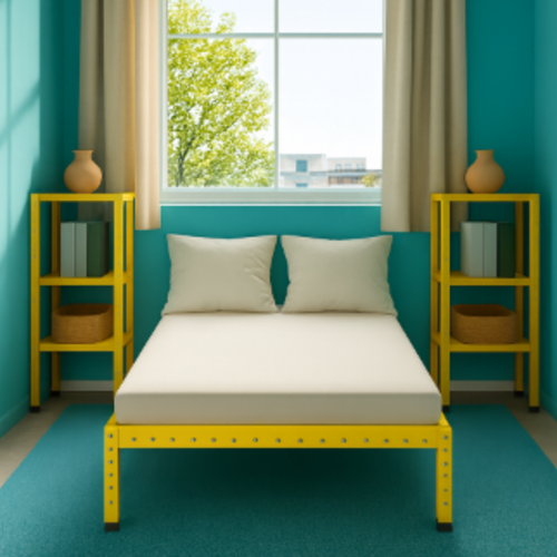 מיטה מודרנית כןלל 2 שידות בצבע צהוב   דגם אורבולייט יאנג