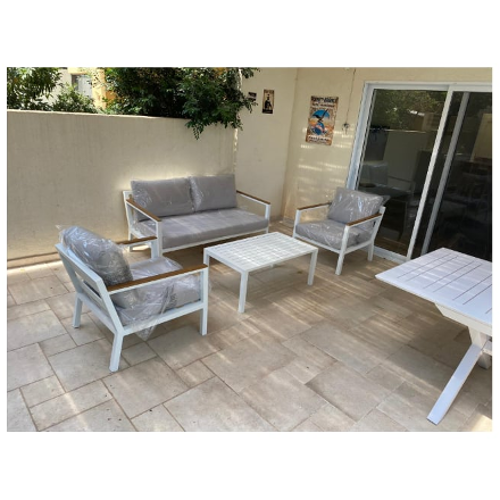 פינת ישיבה למרפסת מאלומיניום דגם  פנמה - צבע לבן