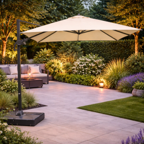 שמשיית צד לגינה דגם מרבלה 3X3 מטר צבע לבן כולל בסיס וכיסוי