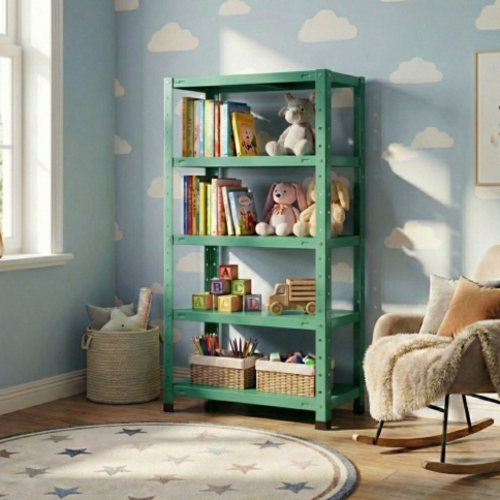 מדף מתכת מודולרי ואסתטי בעיצוב נקי ו דגם פלקסו 5 - צבע ירוק 30/60/80