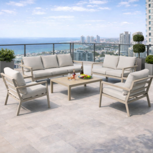 סט ישיבה יוקרתי לגינה "אורבן רילקס פרימיום" שמפניה 