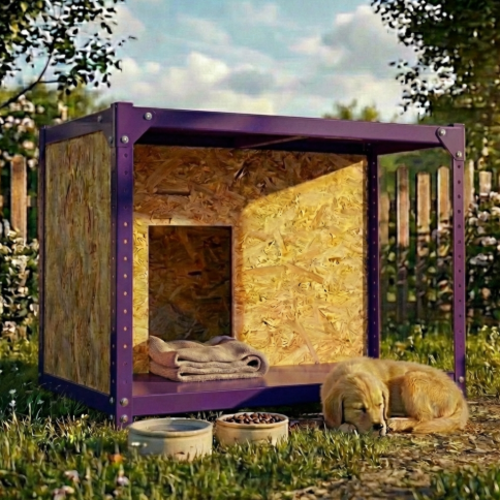 מודומוס דגם נובה־האוס – מלונה מודולרית מעוצבת לכלב סגול