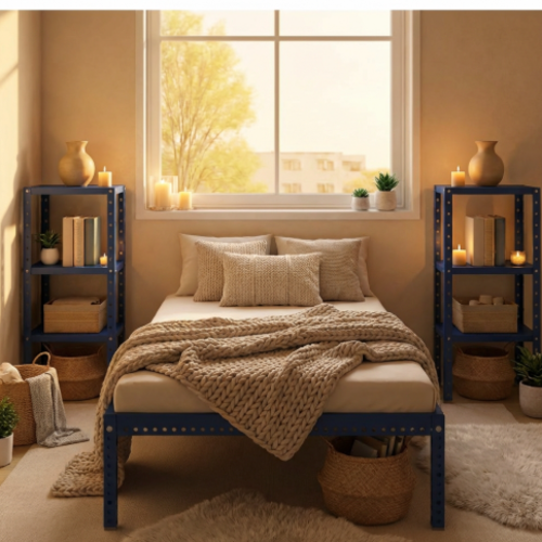 מיטה מודרנית כולל 2 שידות בצבע כחול דגם אורבולייט יאנג