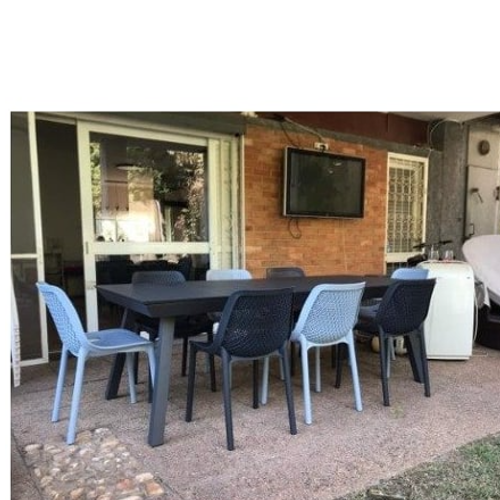 שולחן אלומיניום נפתח 100x216/297 דגם 6920 כולל 6 כסאות פלסטיק  במבחר צבעים