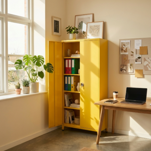 ארון מתכת 2 דלתות דגם 100-2 צבע צהוב