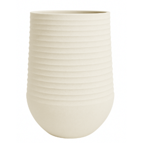 כד עגול פלסטיק דמוי אבן צבע אופווייט 39*39*51 סמ