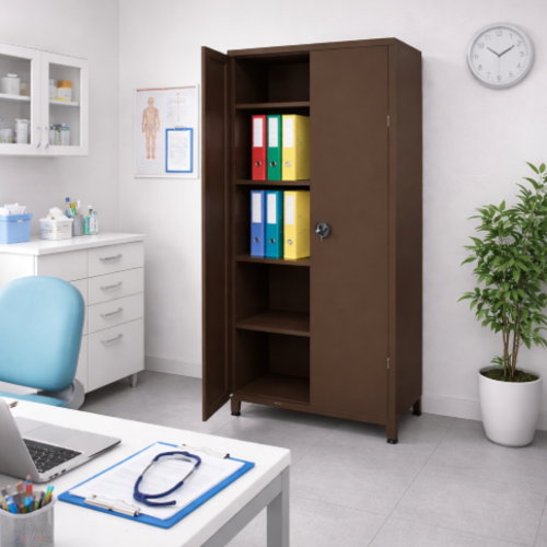 ארון מתכת 2 דלתות צבע חום