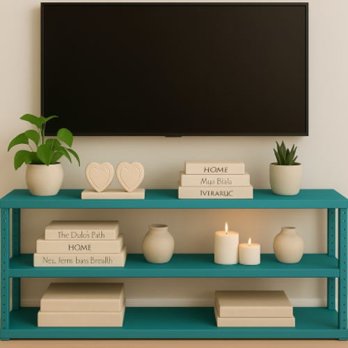 מזנון מתכת אורך 100 ס"מ רוחב 40 ס"מ גובה 60 ס"מ צבע טורקיז