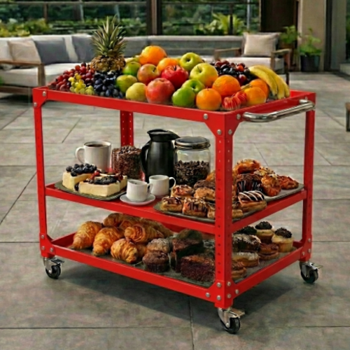 עגלה מודולרית דגם רולינג שף צבע אדום