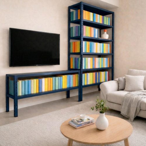 ספריה /  מזנון לסלון ממתכת מודולרי - צבע כחול כהה