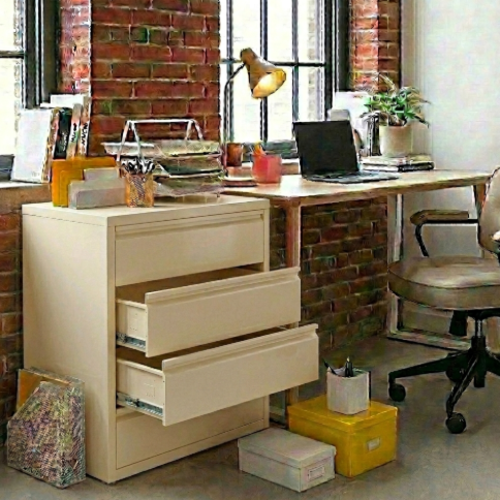 שידה 4 מגירות - צבע קרם