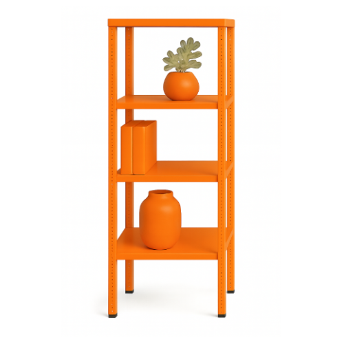 מדף מתכת מודולרי ואסתטי בעיצוב נקי ו דגם פלקסו - צבע כתום 30/60/80