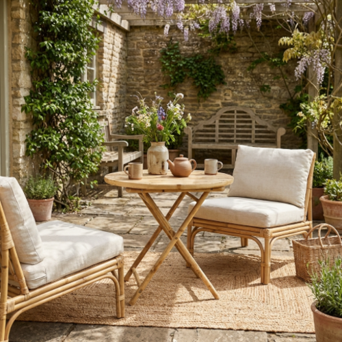 שולחן במבוק 80 קוטר  ס"מ דגם יעל בסגנון תאילנדי אותנטי