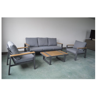 סט ישיבה אלומיניום דגם מישל תלת מושבי - צבע אפור פחם