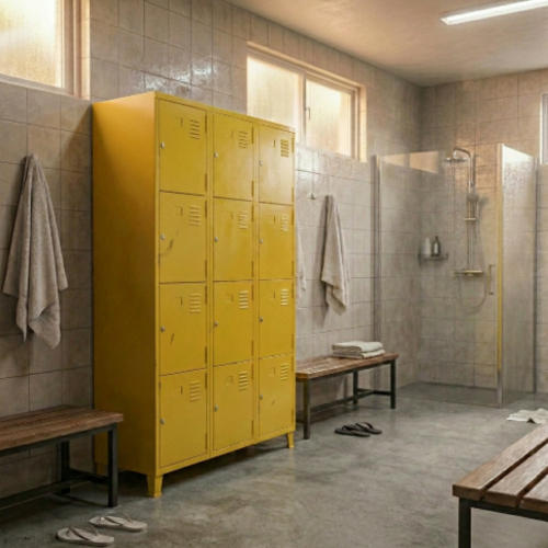 ארון לוקר 12 תאים רחבים  צבע צהוב