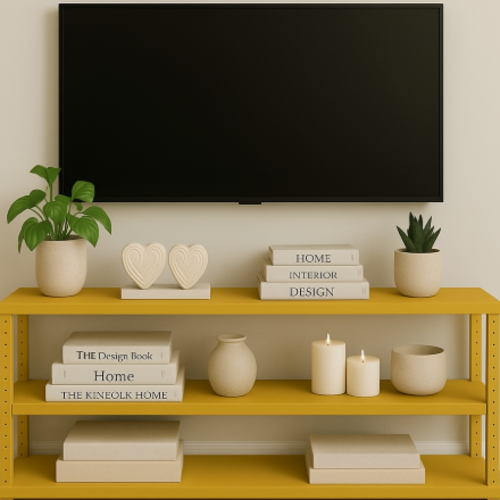 מזנון מתכת אורך 100 ס"מ רוחב 40 ס"מ גובה 60 ס"מ צבע צהוב