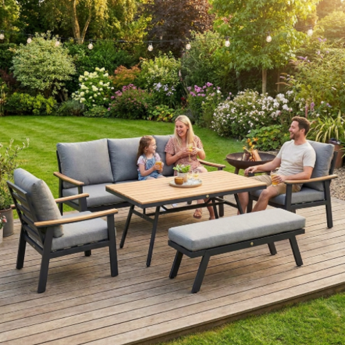 מערכת ישיבה לגינה דגם טריאנו צבע שחור