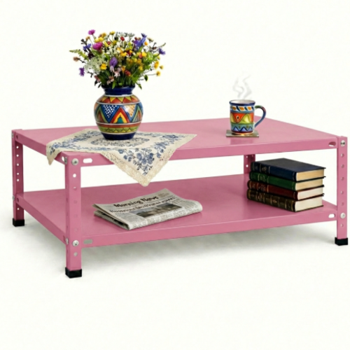 שולחן סלון מתכת 120/60/60 צבע ורוד