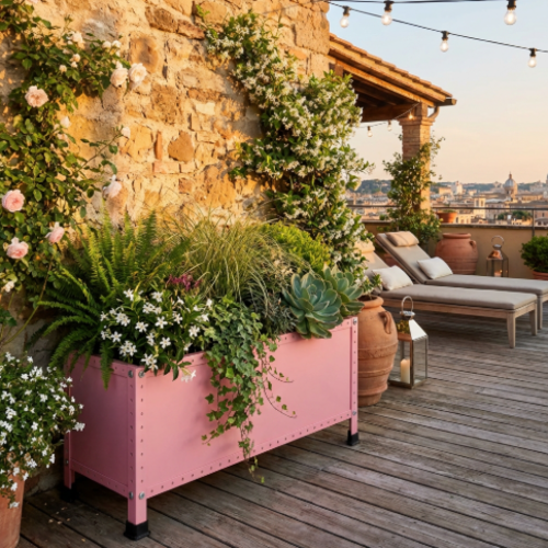 אדנית מתכת מודולוס UrbanBox 90 צבע ורוד