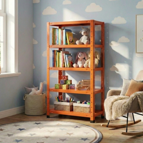 מדף מתכת מודולרי ואסתטי בעיצוב נקי ו דגם פלקסו 5 - צבע כתום 30/60/80