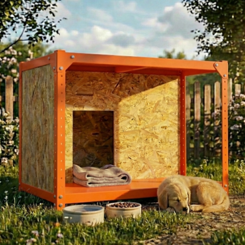 מודומוס דגם נובה־האוס – מלונה מודולרית מעוצבת לכלב כתום