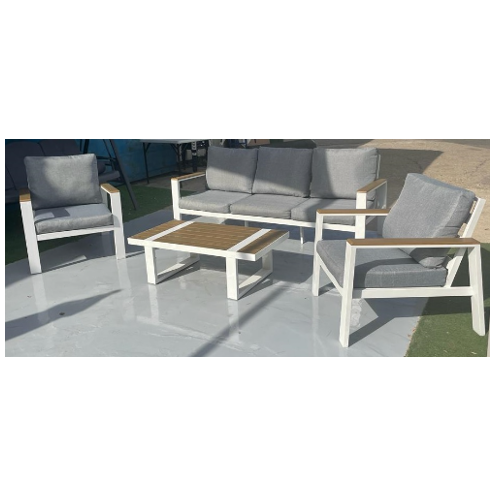 סט ישיבה אלומיניום דגם מישל תלת מושבי - צבע לבן