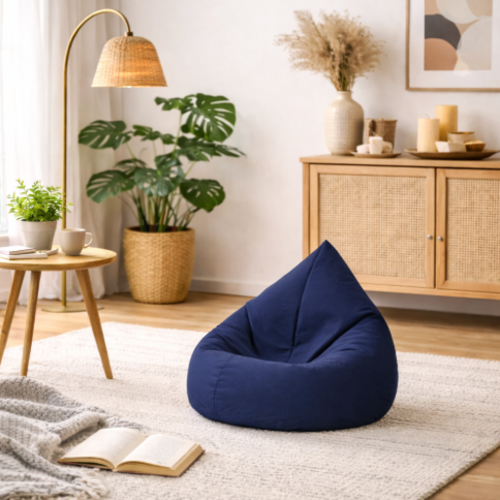  פוף בצורת אגס מבד מיוחד עמיד למים - צבע כחול נייבי