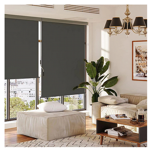 סוכך וילון מסך גלילה למרפסות ופרגולות מבד פוליאסטר צבע אפור 120*250 ס"מ 