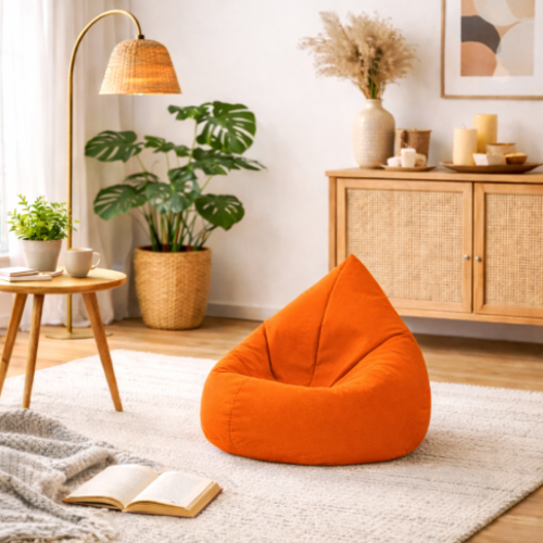  פוף בצורת אגס מבד מיוחד עמיד למים - צבע כתום 