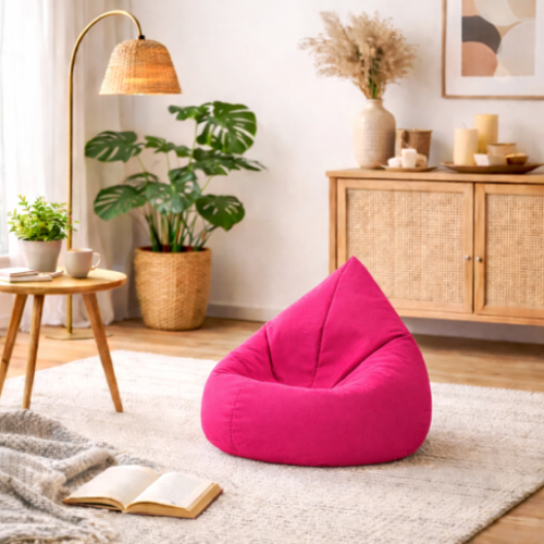  פוף בצורת אגס מבד מיוחד עמיד למים - צבע פוקסיה