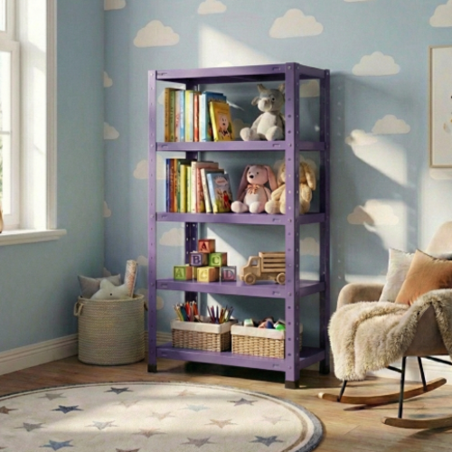 מדף מתכת מודולרי ואסתטי בעיצוב נקי ו דגם פלקסו 5 - צבע סגול 30/60/80