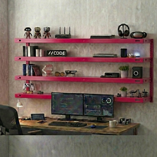 מערכת מדפי קיר מודולרית “ארטיקו 4” 25/100 ס"מ - צבע ורוד