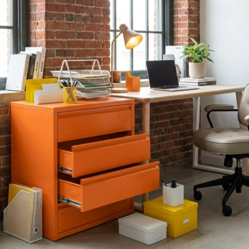 שידה 4 מגירות - צבע כתום