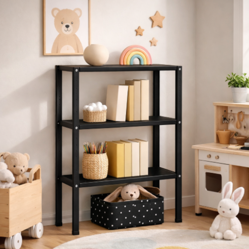 ספריית מתכת מודרנית ואלגנטית דגם אורבה - צבע שחור 30/60/60