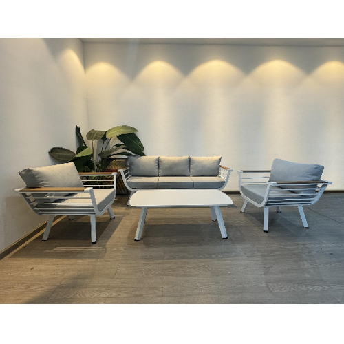 מערכת ישיבה אלומיניום תלת מושבי דגם סופיה צבע לבן