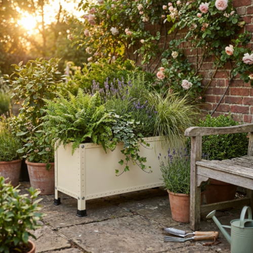 אדנית מתכת מודולוס UrbanBox 90 צבע קרם