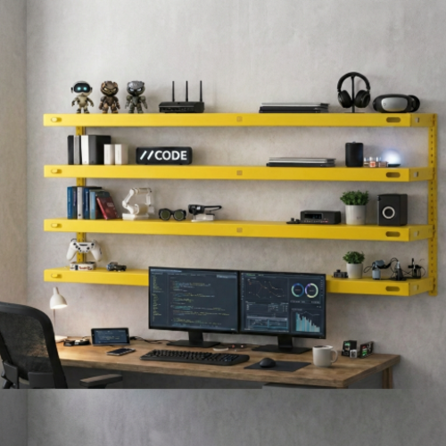 מערכת מדפי קיר מודולרית “ארטיקו 4” 25/100 ס"מ - צבע צהוב 