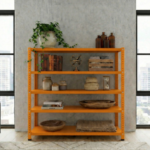 ספריה / מזנון ממתכת 120/30/100 צבע כתום 5 מדפים