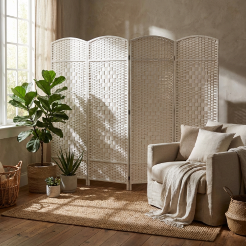 פרגוד קש 4 פנלים – לבן