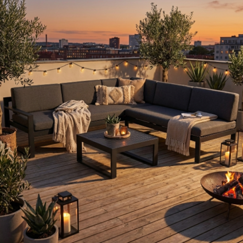 פינת גן אלומיניום לורנזו צבע שחור