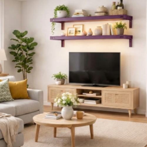 זוג מדפים מעוצבים  25/100 ס"מ - מודומוס SkyLine 110 - צבע סגול