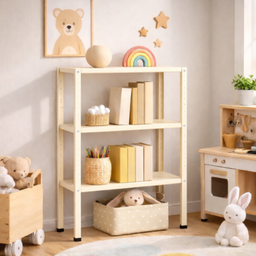 ספריית מתכת מודרנית ואלגנטית דגם אורבה - צבע קרם 30/60/60